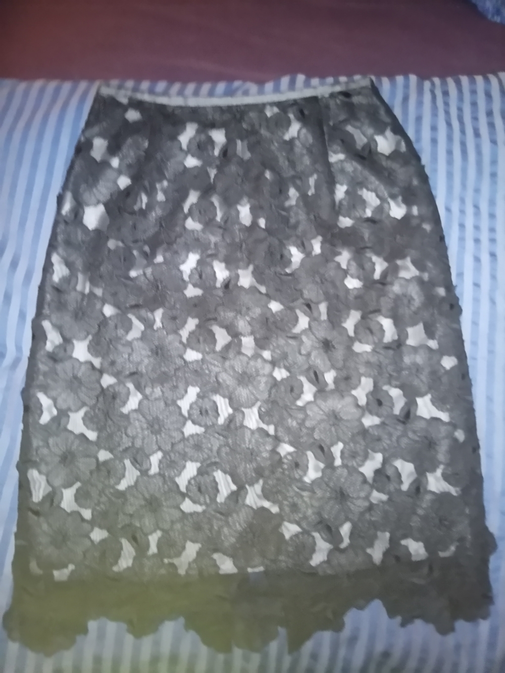 Lace Floral Pencil Skirt - Olive Green